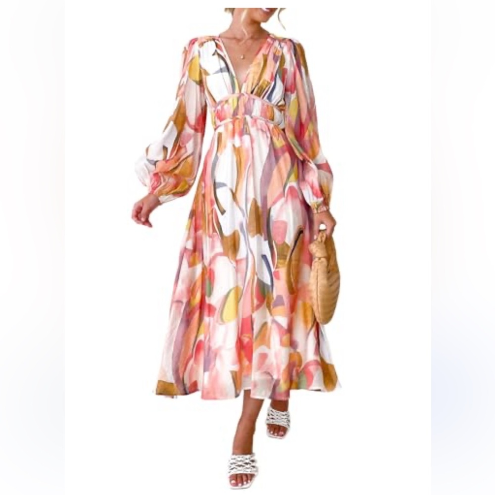 Bohemian Multicolor long sleeve maxi dress